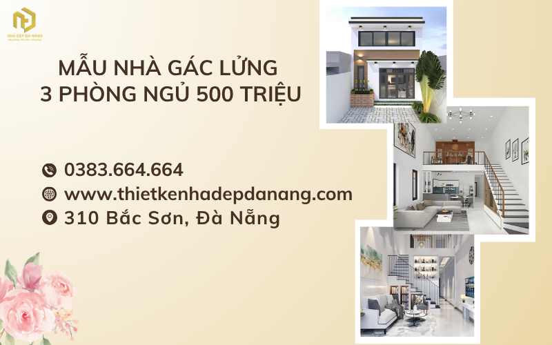 Mẫu nhà gác lửng 3 phòng ngủ 500 triệu