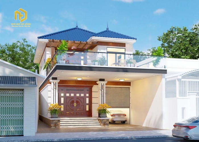 Thiết kế nhà có gara ô tô theo phong cách hiện đại kết hợp nhiệt đới Thiết kế nhà có gara ô tô theo phong cách hiện đại kết hợp nhiệt đới
